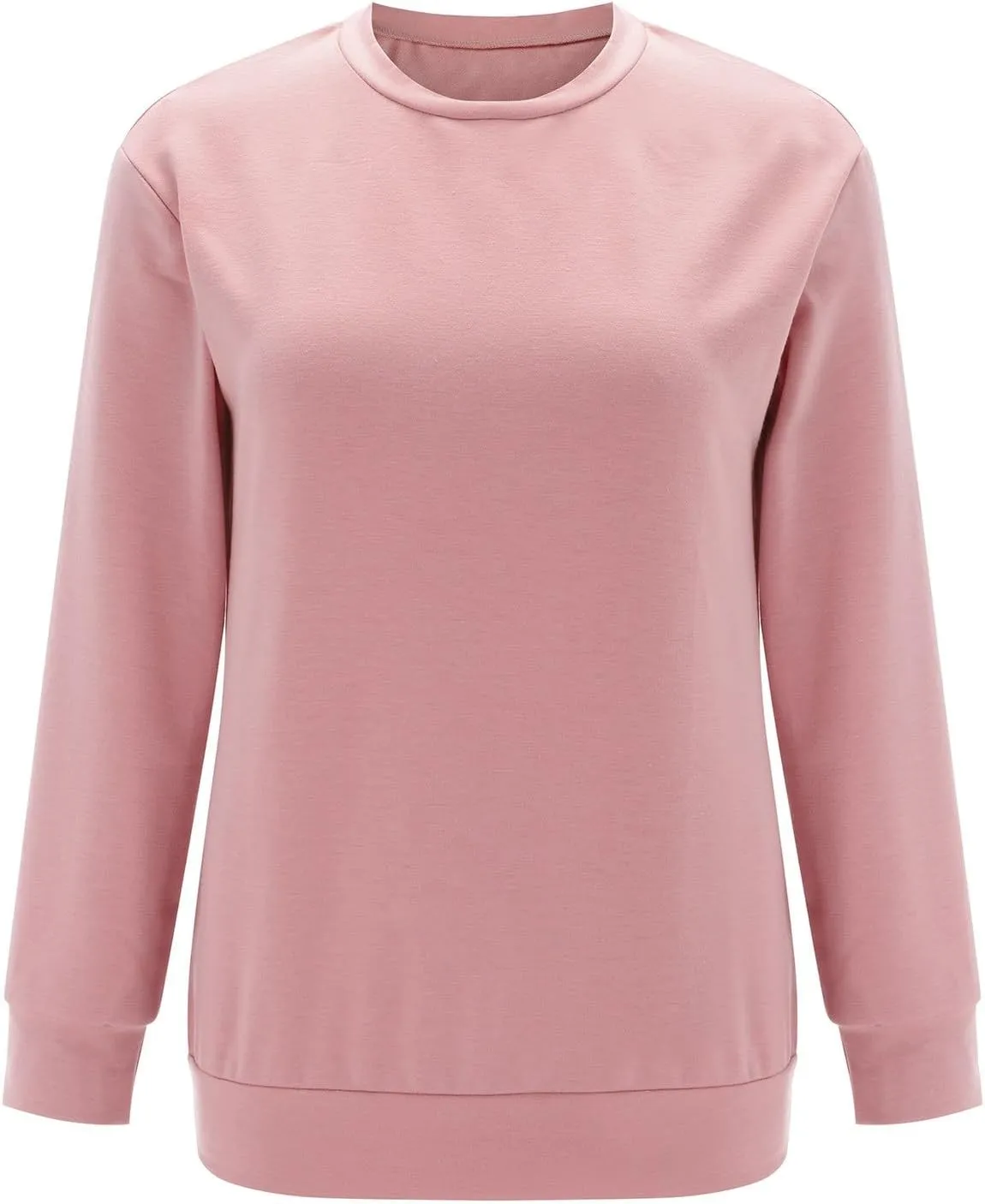 2023 Fall Womens Solid Color Sporty Sweatshirt Casual Loose Crew Neck Long Sleeve Pullovers Crewneck Long Sleeve Shirts