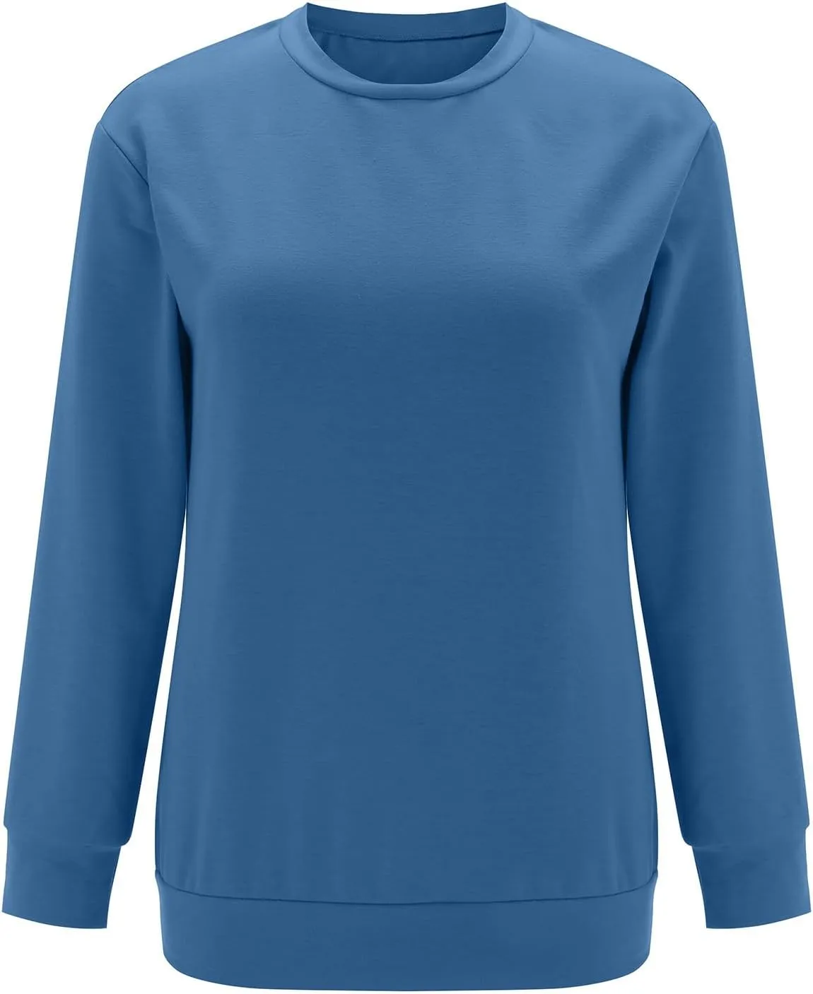 2023 Fall Womens Solid Color Sporty Sweatshirt Casual Loose Crew Neck Long Sleeve Pullovers Crewneck Long Sleeve Shirts