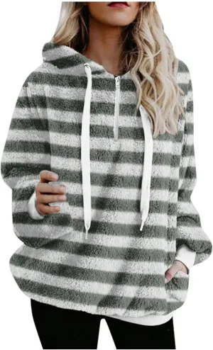 2023 Winter Womens Fuzzy Fleece Hoodies Sweatshirts Casual Long Sleeves Shaggy Sherpa Pullover With Pockets Pullover