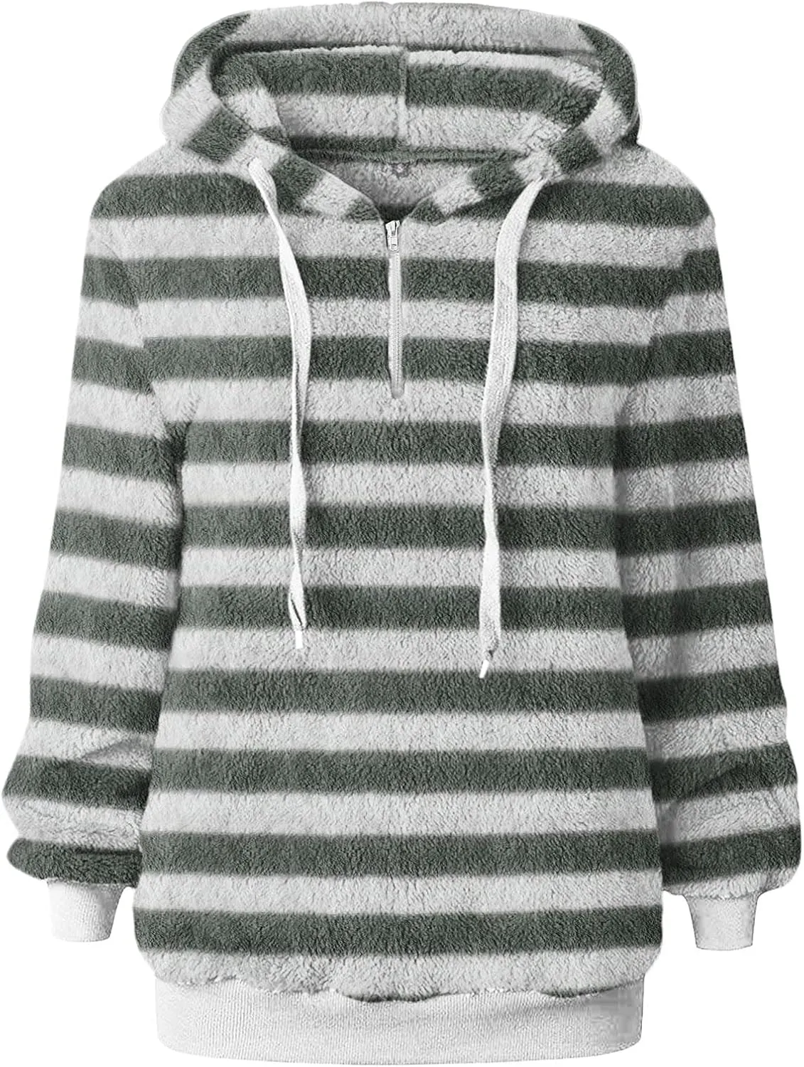 2023 Winter Womens Fuzzy Fleece Hoodies Sweatshirts Casual Long Sleeves Shaggy Sherpa Pullover With Pockets Pullover