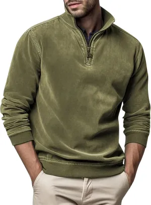 2024 Men's Sweaters 1/4 Zip Up Casual Turtleneck Pullover Polo Slim Fit Sweaters Long Sleeve Thermal Sweatshirts