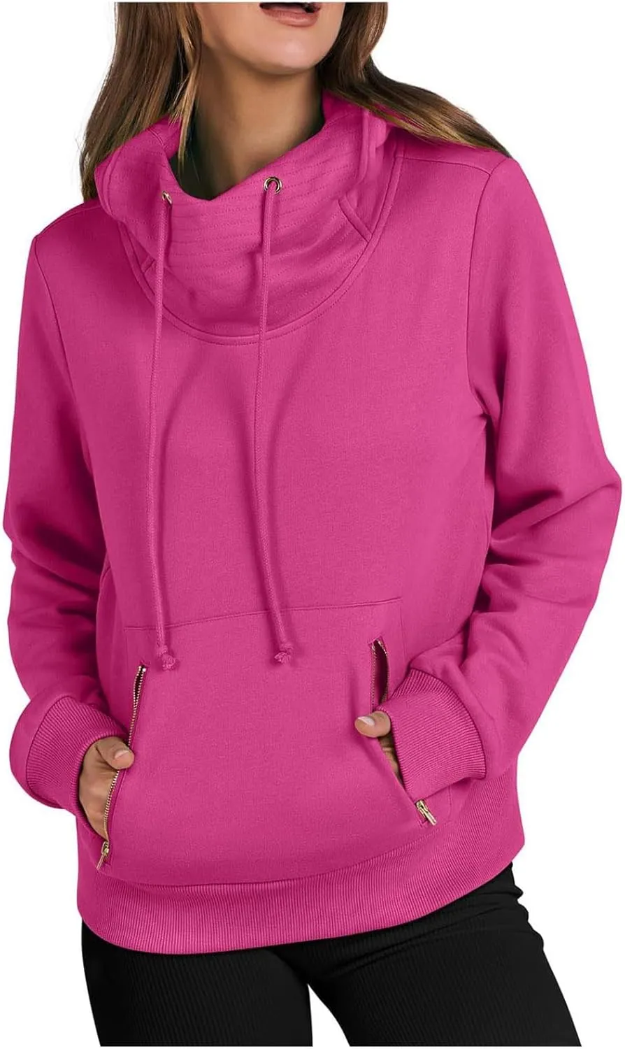 2024 Oversized Sweatshirt for Women Casual Trendy Y2K Cowl Neck Long Sleeve Pullover Tops Loose Fit Fall Outfits