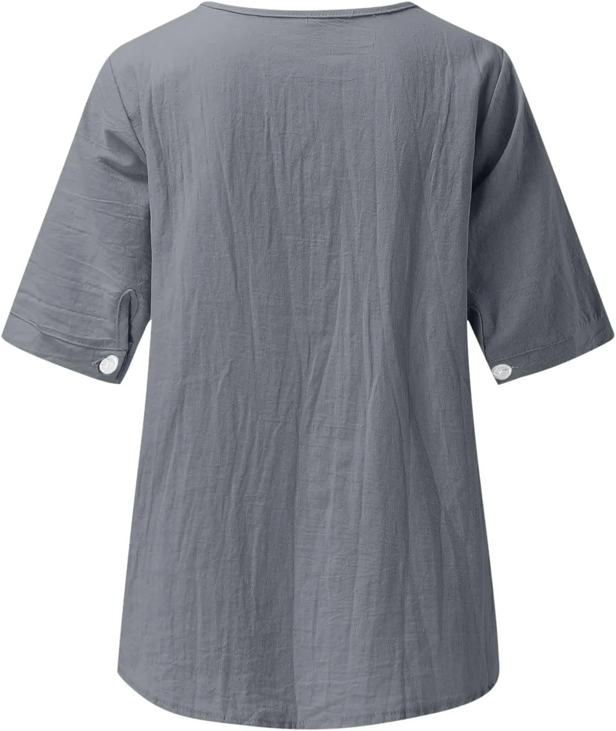 2025 Women Embroidered Blouse Cotton Linen Short Sleeve Peasant Boho Tunic Tops Casual Notch V Neck Loose Fit T-Shirt