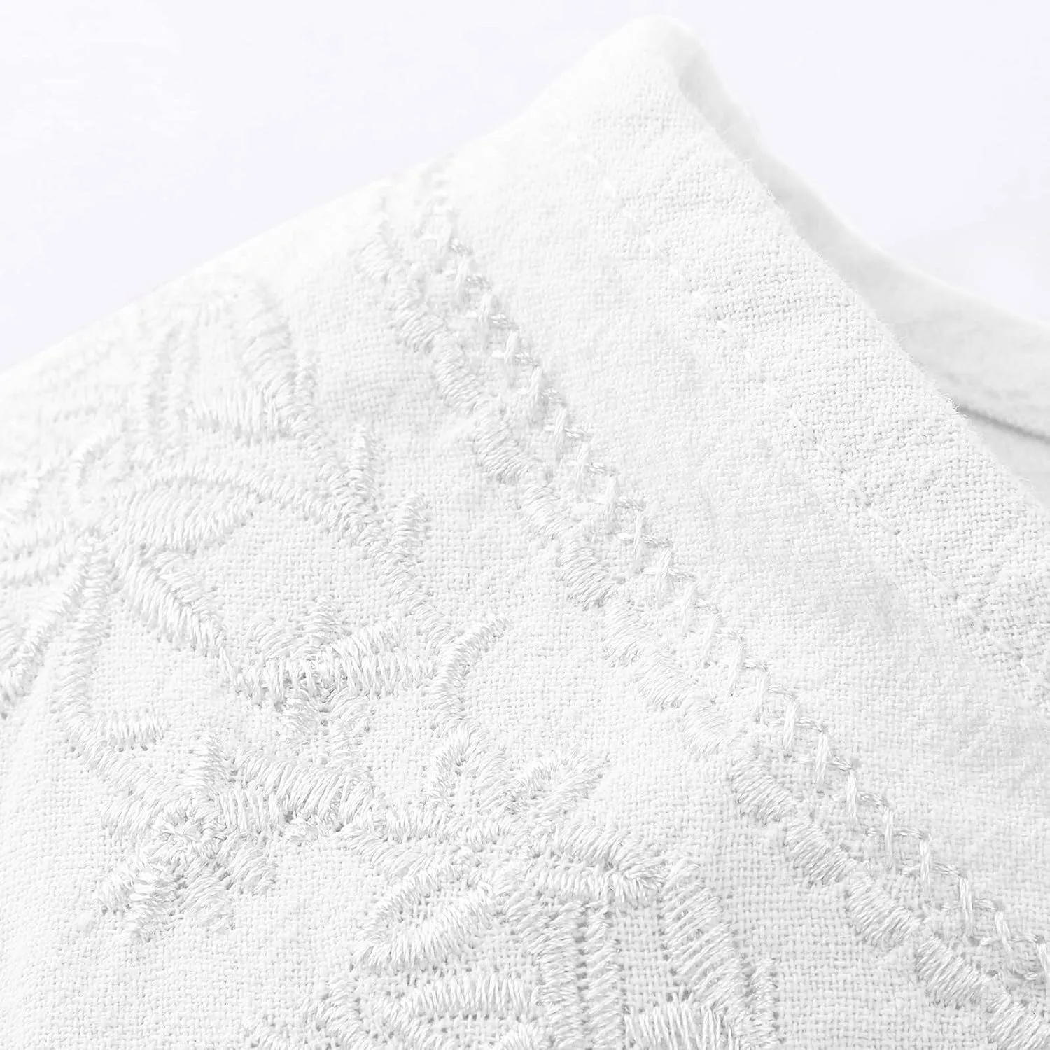 2025 Women Embroidered Blouse Cotton Linen Short Sleeve Peasant Boho Tunic Tops Casual Notch V Neck Loose Fit T-Shirt
