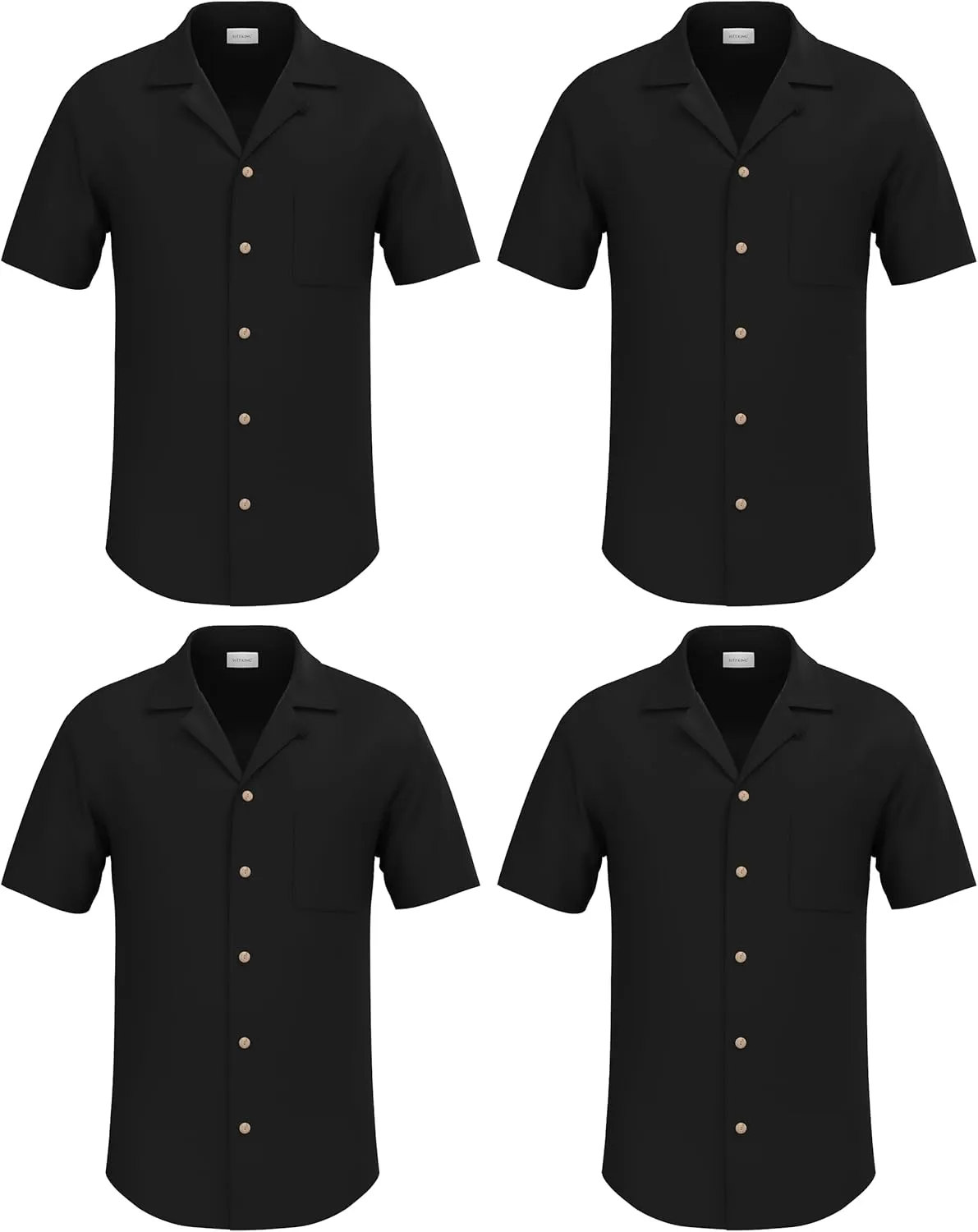 4 Pack - Mens Short Sleeve Button Down Shirts – Wrinkle Free, Muscle Fit, Stylish Casual