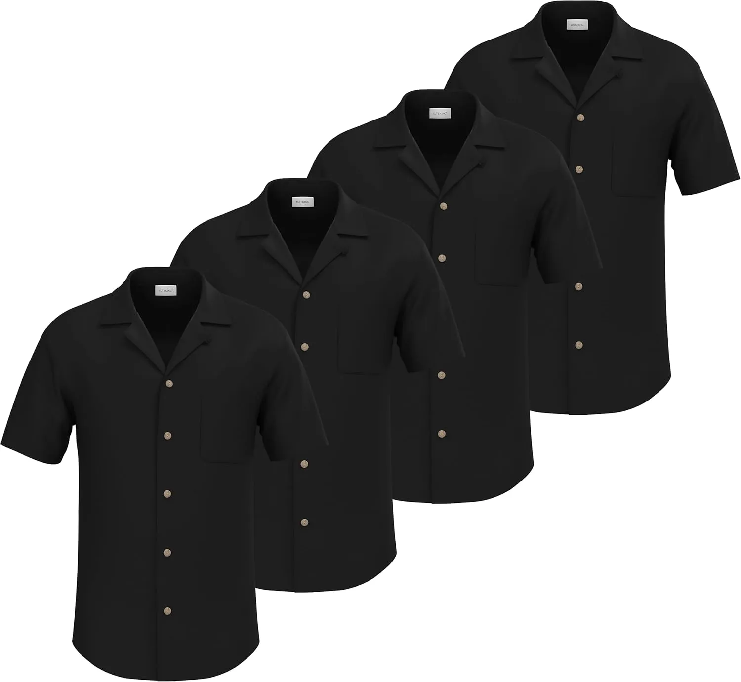 4 Pack - Mens Short Sleeve Button Down Shirts – Wrinkle Free, Muscle Fit, Stylish Casual