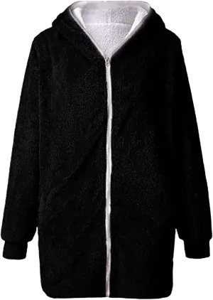 5665 Women Teen Girls Teddy Jackets Zip Hoodie Quilted Lightweight Wool Blend Fleece Sherpa Winter Trench Coats Outerwear