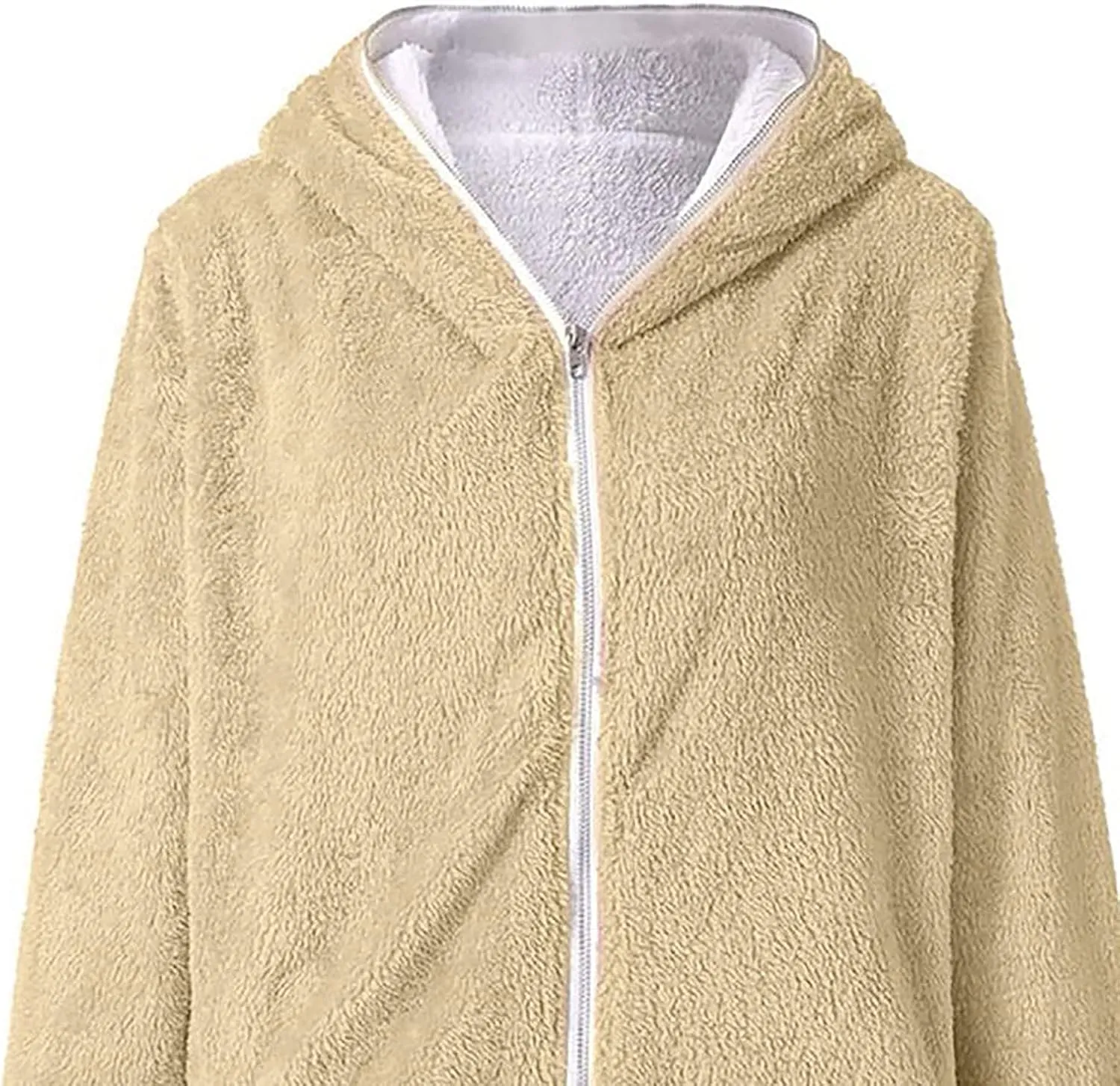 5665 Women Teen Girls Teddy Jackets Zip Hoodie Quilted Lightweight Wool Blend Fleece Sherpa Winter Trench Coats Outerwear
