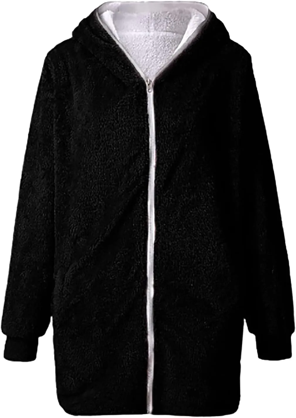 5665 Women Teen Girls Teddy Jackets Zip Hoodie Quilted Lightweight Wool Blend Fleece Sherpa Winter Trench Coats Outerwear