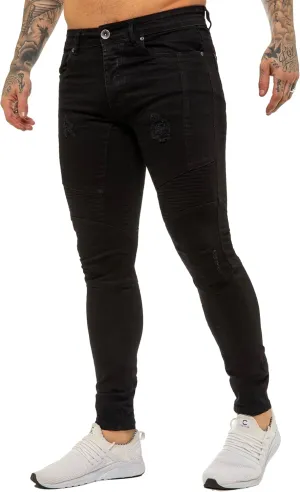 989Z ENZO Mens Skinny Fit Jeans Casual Stretch Ripped Biker Denim Pants