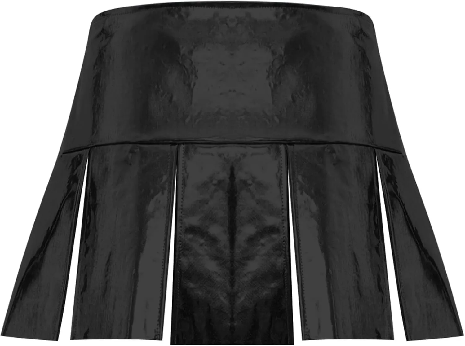 ACSUSS Womens Shiny Leather Pleated Mini Skirts Ruffle Latex Miniskirt A Line Skirts Clubwear