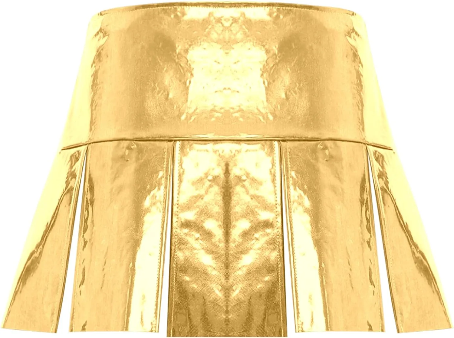 ACSUSS Womens Shiny Leather Pleated Mini Skirts Ruffle Latex Miniskirt A Line Skirts Clubwear