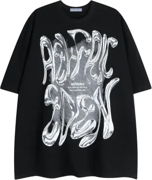 Aelfric Eden Metalic Graphic Tees Men Y2k Oversized T Shirts Women Vintage Tees Unisex Summer Tops