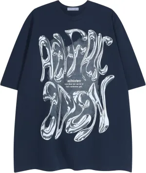 Aelfric Eden Metalic Graphic Tees Men Y2k Oversized T Shirts Women Vintage Tees Unisex Summer Tops
