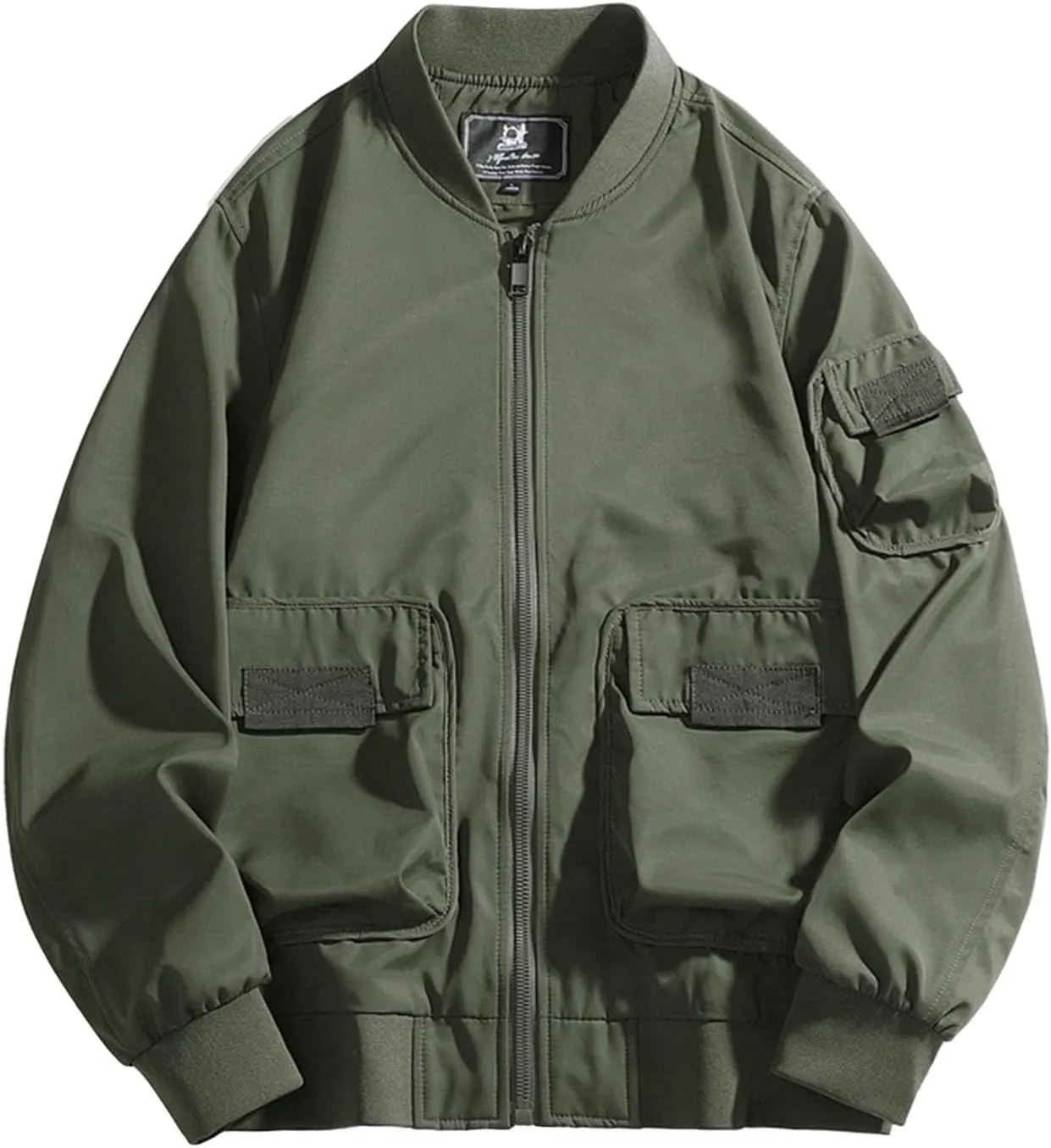 Akklian Men's Softshell Bomber Jacket Fleece Lined Tactical Military Jacket Lightweight Water-Resistant Winter Windbreaker