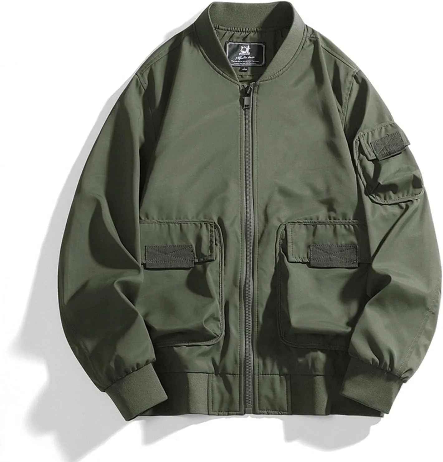 Akklian Men's Softshell Bomber Jacket Fleece Lined Tactical Military Jacket Lightweight Water-Resistant Winter Windbreaker