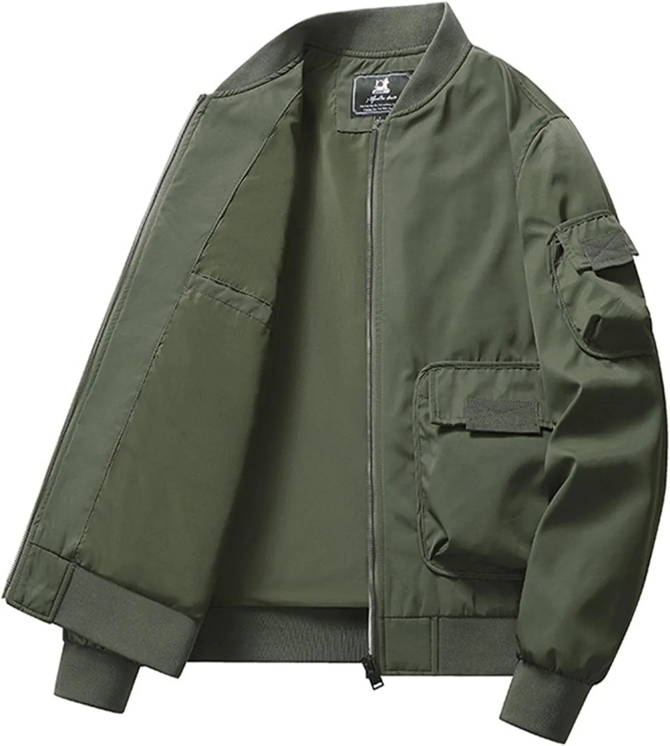 Akklian Men's Softshell Bomber Jacket Fleece Lined Tactical Military Jacket Lightweight Water-Resistant Winter Windbreaker