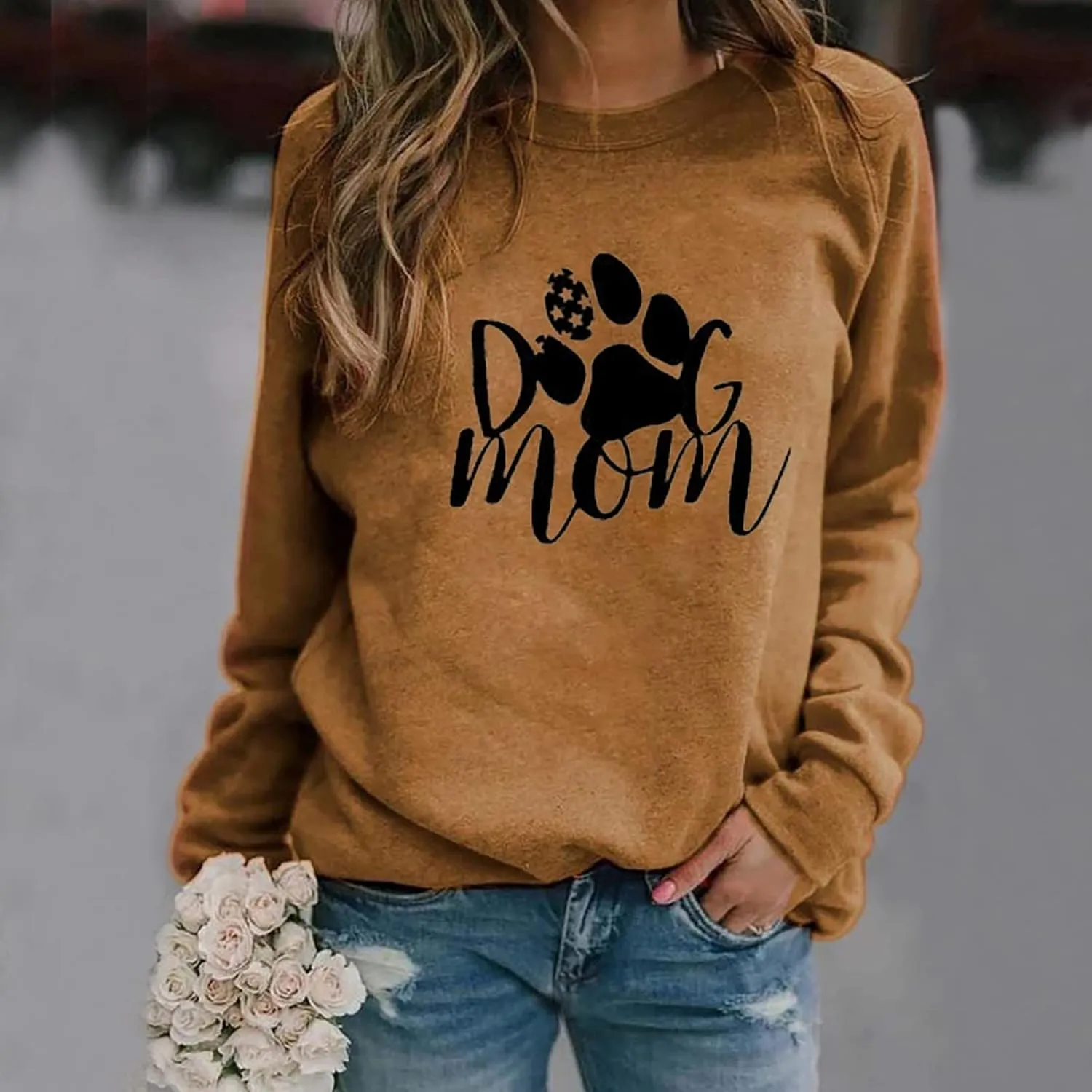 All I Need is Coffee and My Dog Sweatshirts for Women Loose Fit Graphic Funny with Saying Crewneck Long Sleeve Shirts