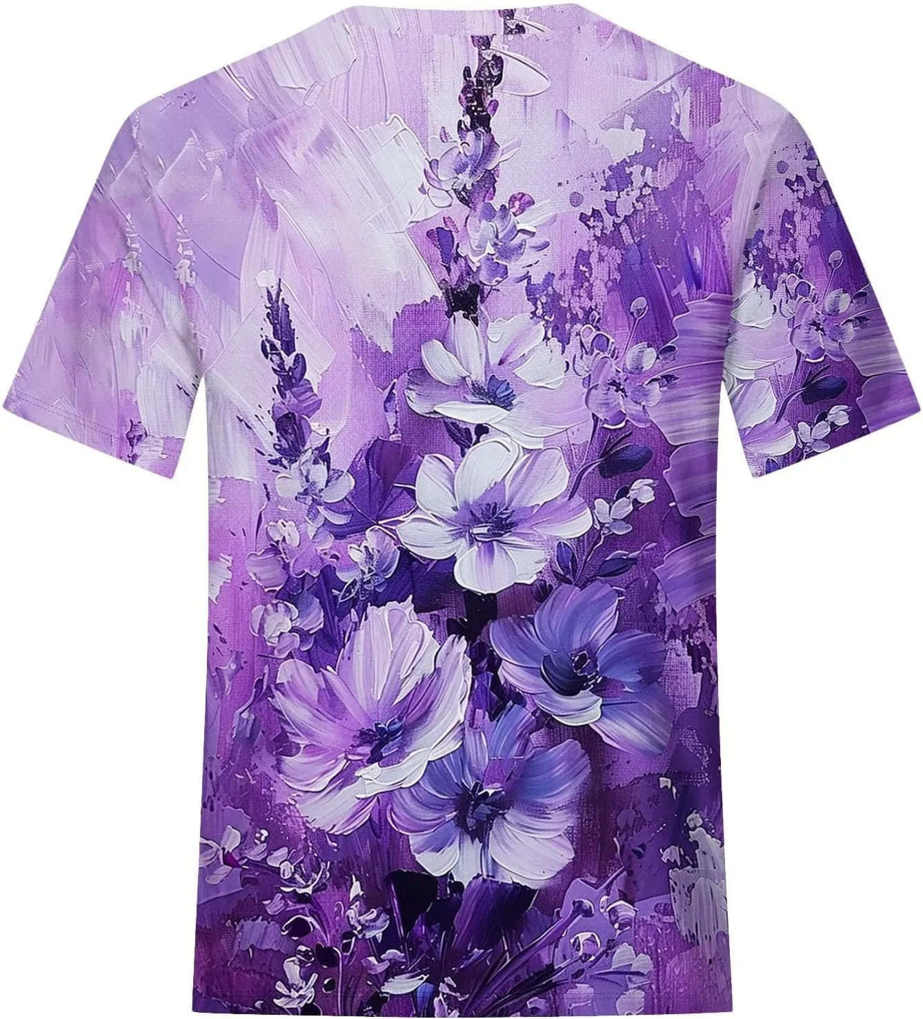 Alzheimers Awareness Shirts Women Summer Floral Print Tops O Neck Short Sleeve Lightweight Breathable Basic Clothing