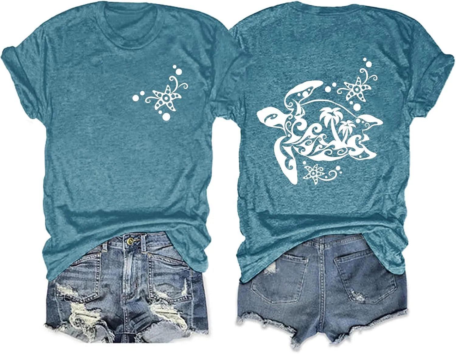 Anbech Women's Botanical Graphic Tees Boho Wildflowers Print Short Sleeve Tshirts Loose Fit