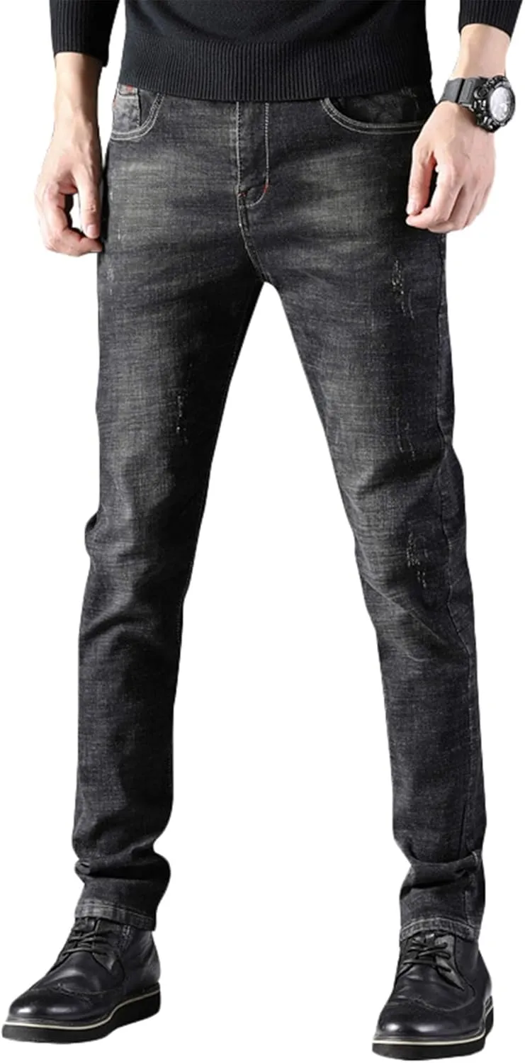 Andongnywell Men Super Comfy Stretch Skinny Jean Moto Biker Jeans Pants Mens Denim Slim Fit Jeans