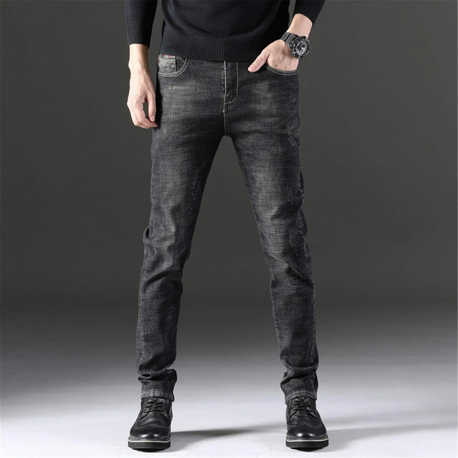 Andongnywell Men Super Comfy Stretch Skinny Jean Moto Biker Jeans Pants Mens Denim Slim Fit Jeans