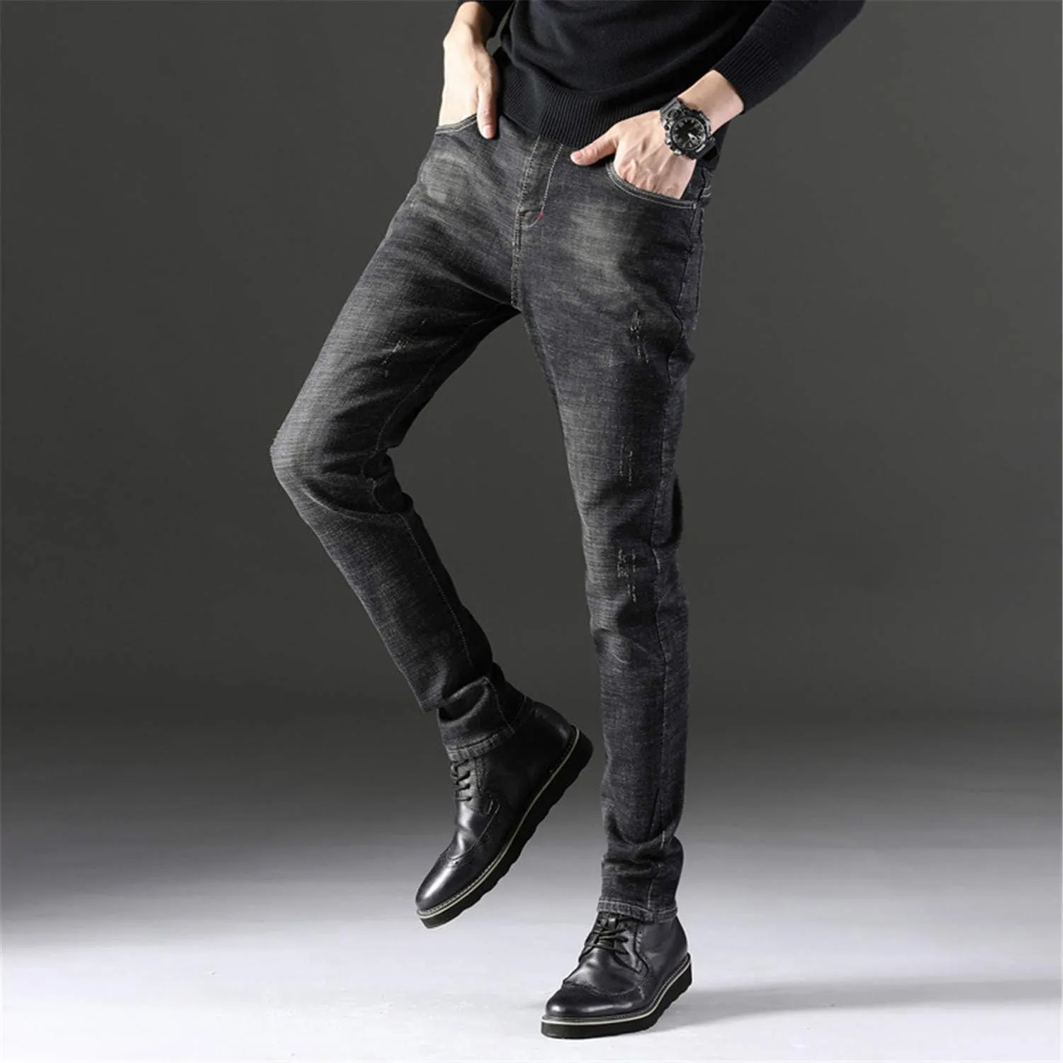 Andongnywell Men Super Comfy Stretch Skinny Jean Moto Biker Jeans Pants Mens Denim Slim Fit Jeans