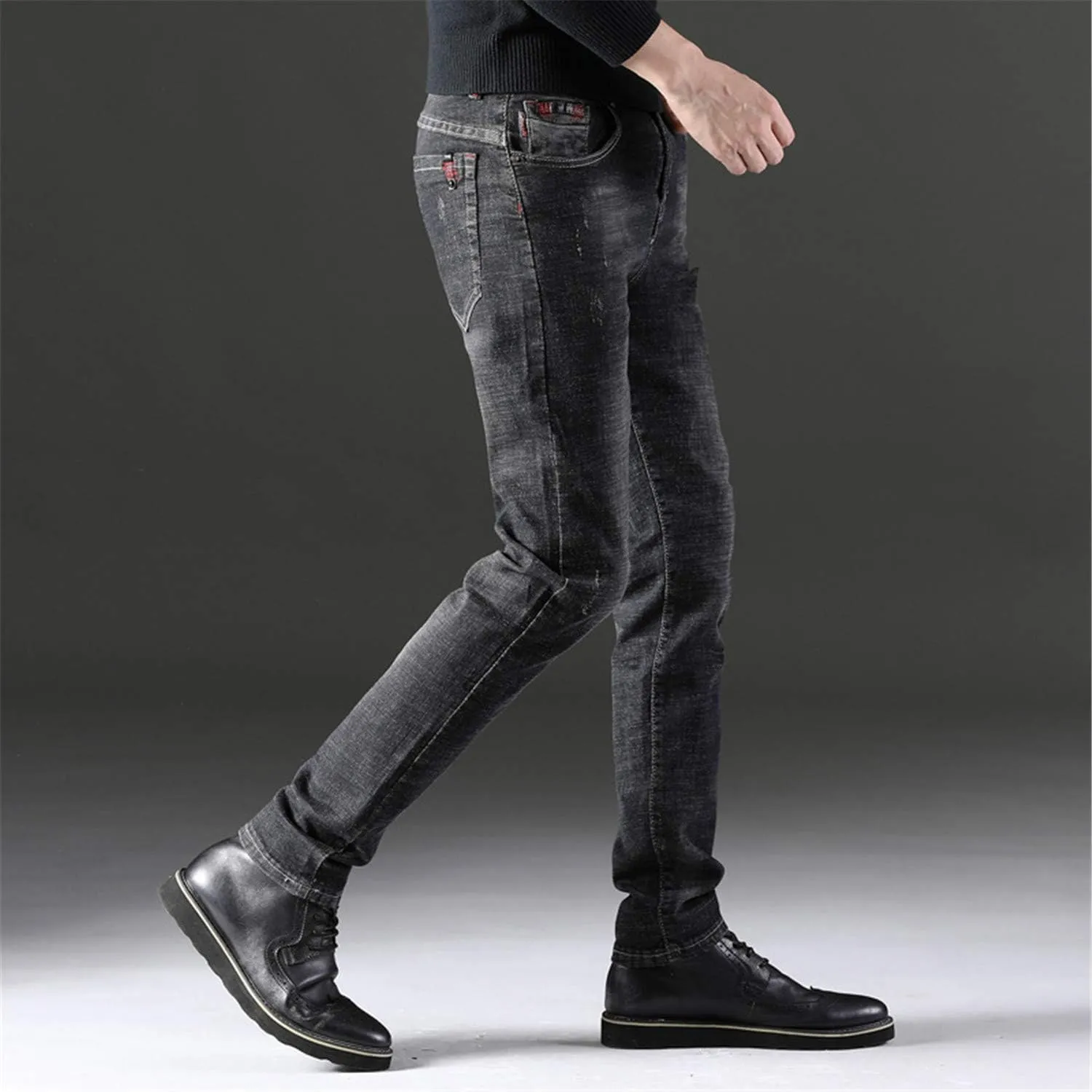 Andongnywell Men Super Comfy Stretch Skinny Jean Moto Biker Jeans Pants Mens Denim Slim Fit Jeans