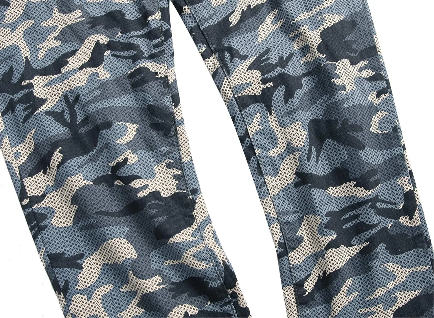 Andongnywell Men's Slim Fit Jeans Fashionable Skinny Stretch Fit Camouflage Denim Pants with Zipper Deco Trousers