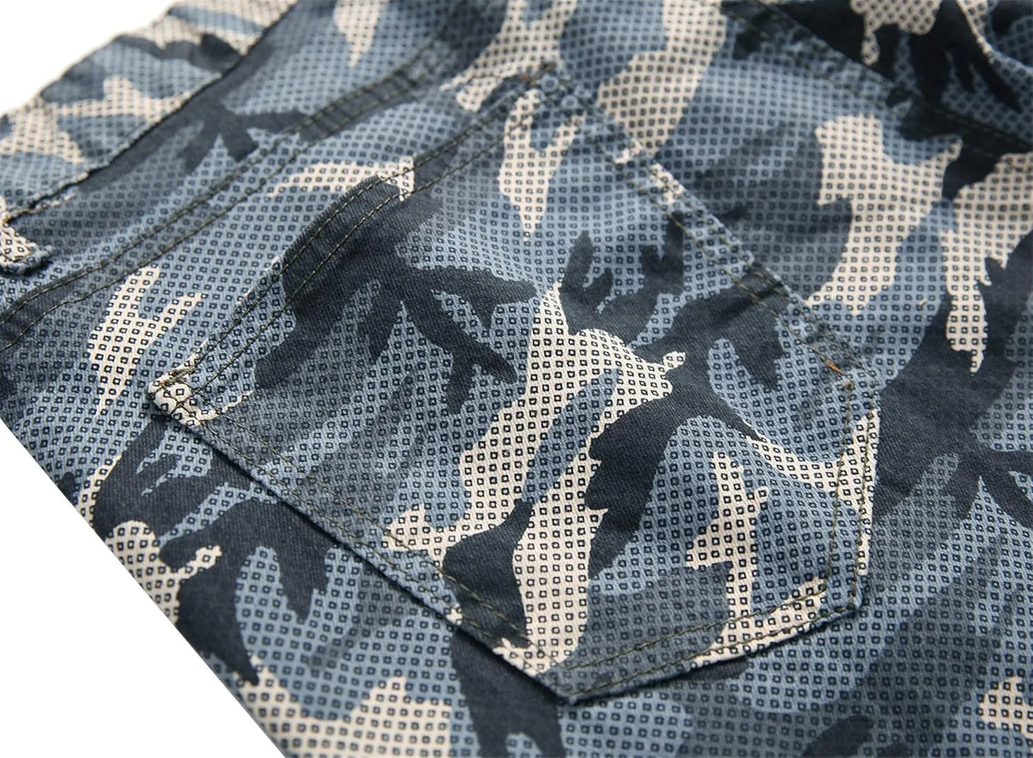 Andongnywell Men's Slim Fit Jeans Fashionable Skinny Stretch Fit Camouflage Denim Pants with Zipper Deco Trousers