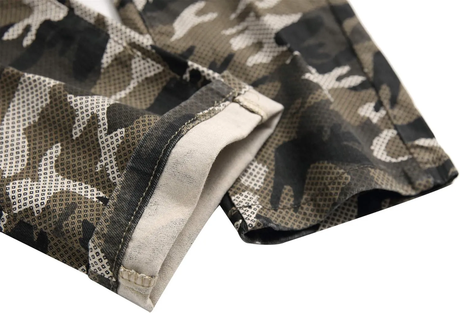 Andongnywell Men's Slim Fit Jeans Fashionable Skinny Stretch Fit Camouflage Denim Pants with Zipper Deco Trousers