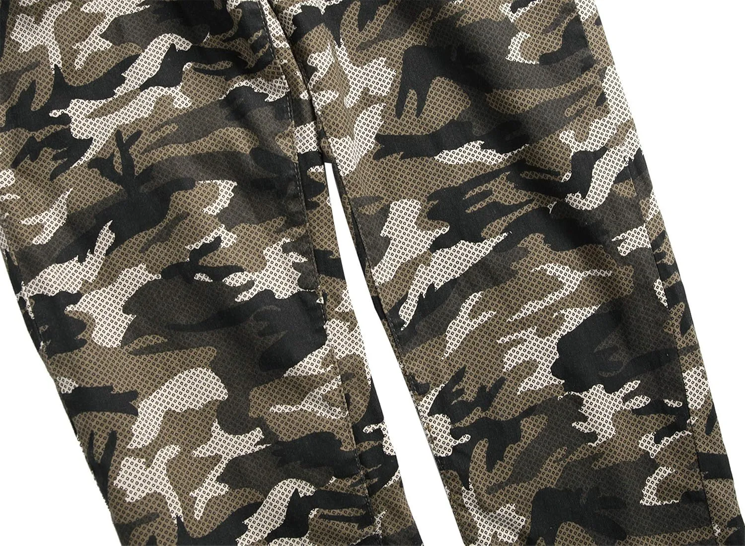 Andongnywell Men's Slim Fit Jeans Fashionable Skinny Stretch Fit Camouflage Denim Pants with Zipper Deco Trousers