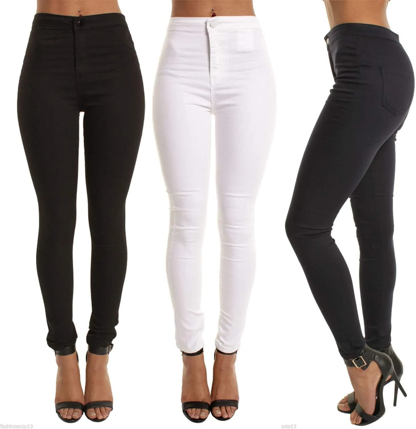 Andongnywell Ripped Jeans Womens High-Rise Slim-fit Stretch Distressed Jeans High Waisted Sexy Skinny Legging Denim Pants