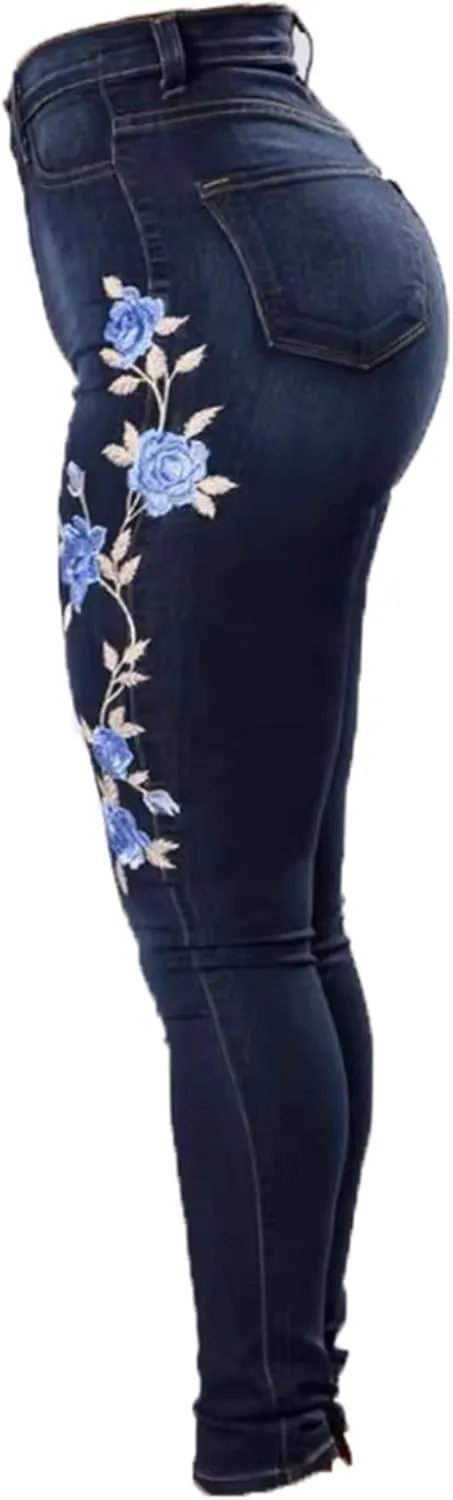 Andongnywell Skinny Jeans Women Stretchy Butt Lifting Slim Fit Denim Pants High Rise Multiple Buttons Jegging Jeans Trouser
