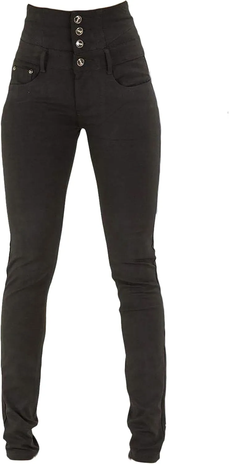 Andongnywell Skinny Jeans Women Stretchy Butt Lifting Slim Fit Denim Pants High Rise Multiple Buttons Jegging Jeans Trouser