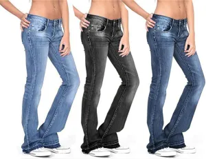 Andongnywell Women's Classic Flare Jeans,High Waist Bootcut Flared Jeans Bell Bottom Raw Hem Denim Pants