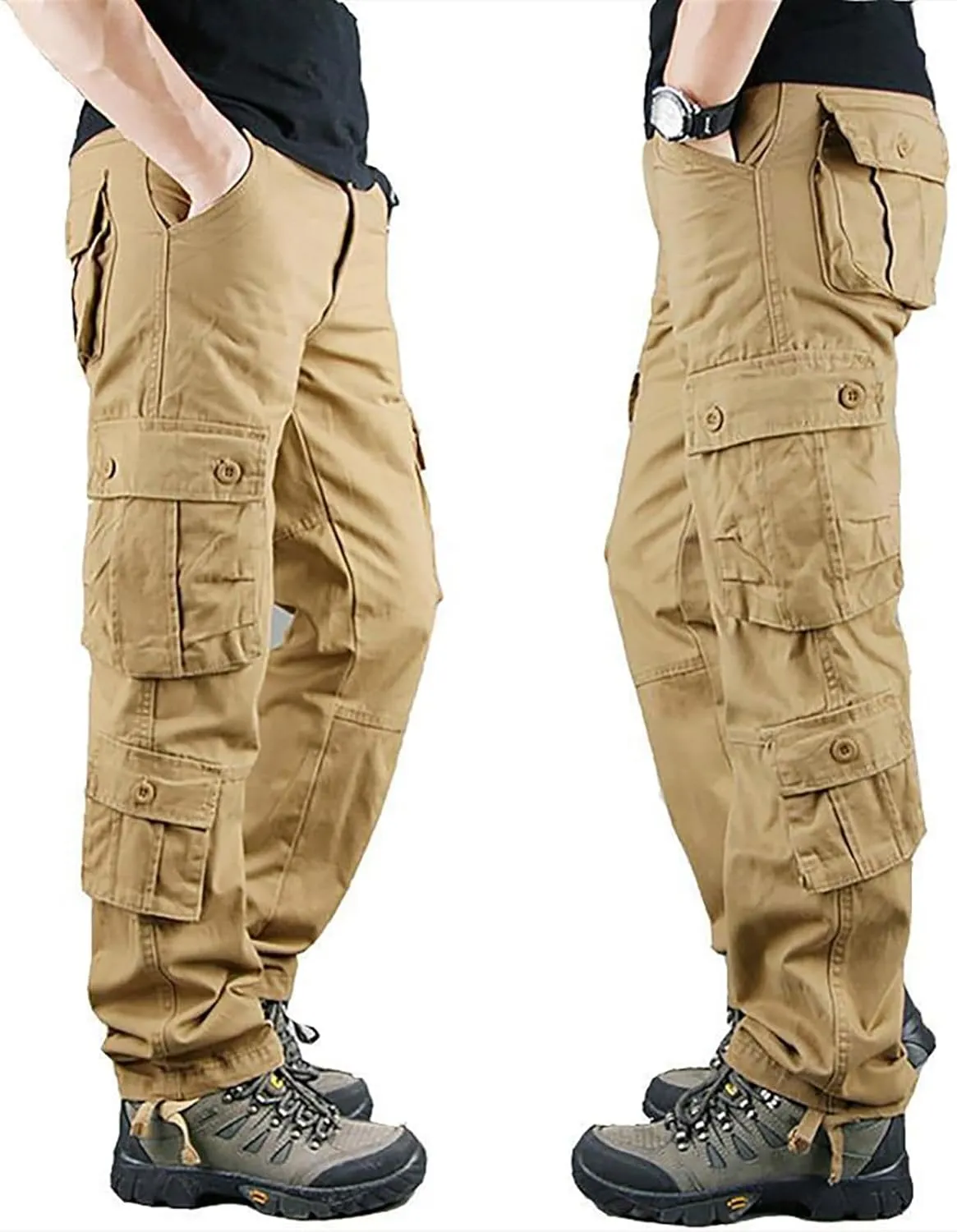 Athletic Pants for Men Men's Solid Color and Windproof and Rainproof Pants Winter Warm Straight Leg Gym Sweatpants