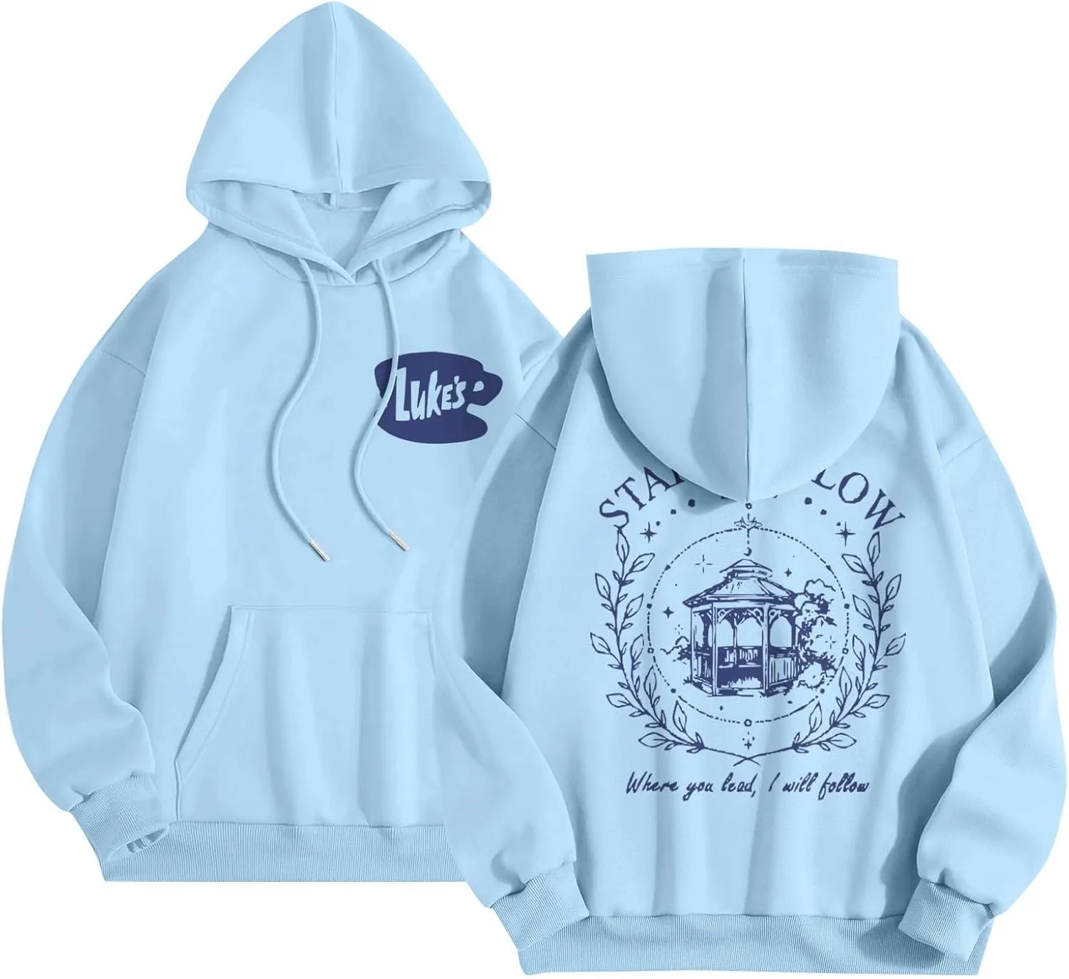 Azeralia Hoodies for Women Long Sleeve Round Neck Sweatshirt Luke's Funny Graphic Pullover Comfortable Basic Top