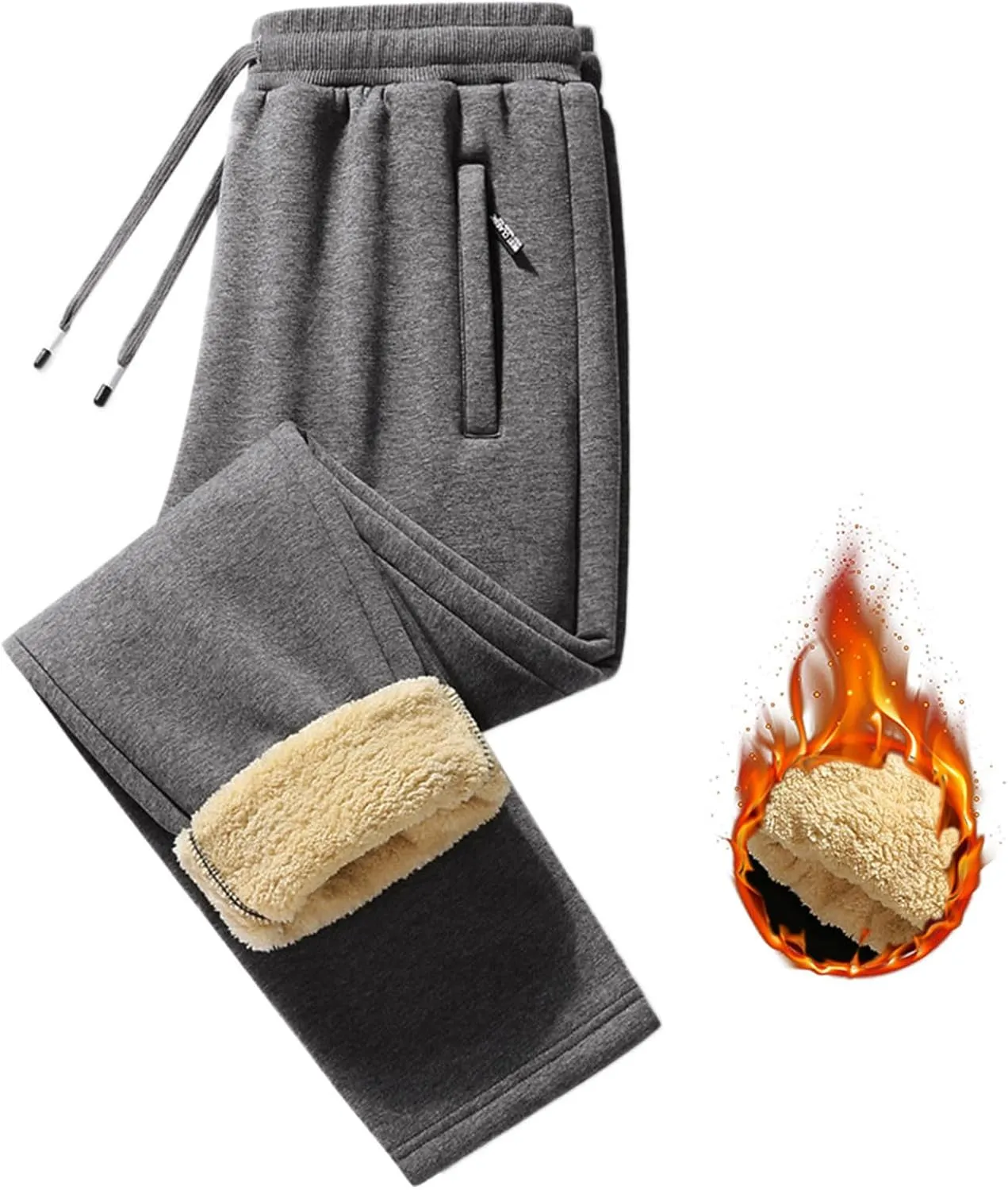 Baggy Fleece Wide Leg Sweatpants for Men Thickened Cozy Loose Fit Wide Legged Joggers Fleece Lined Yoga Athletic Tall