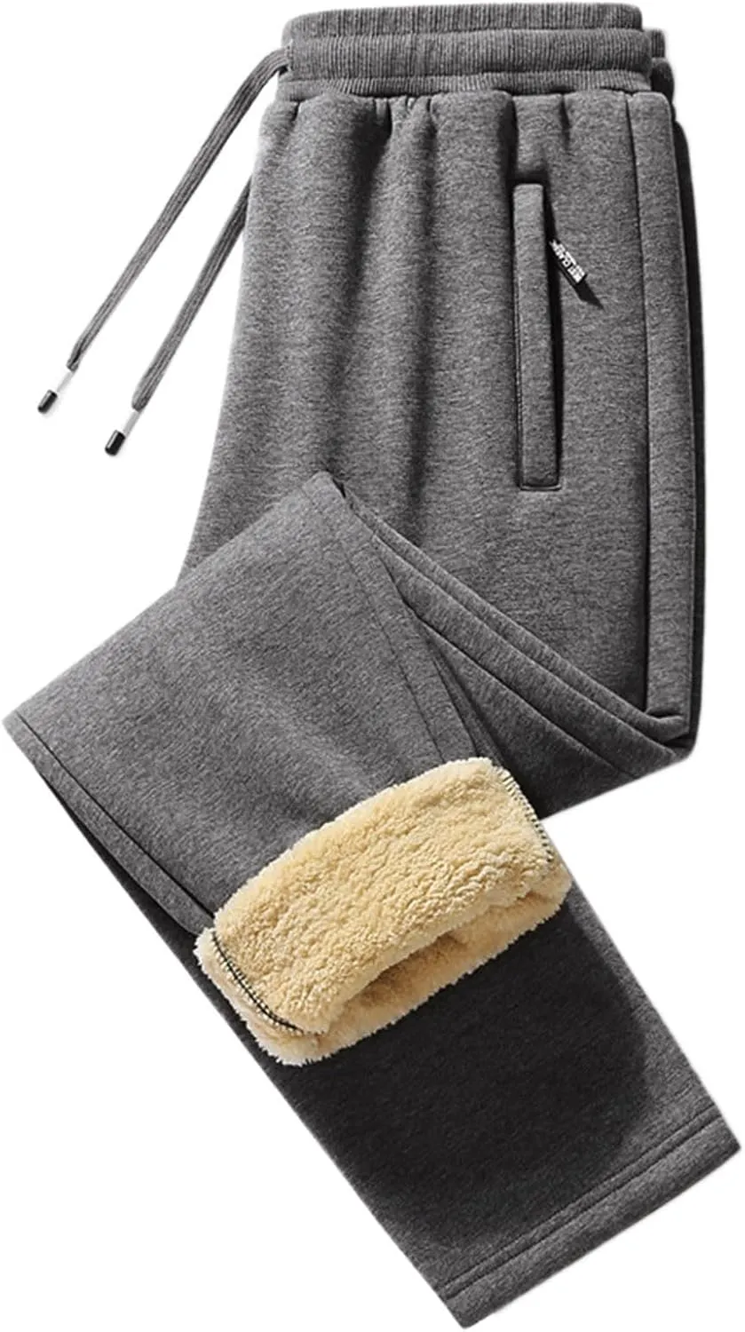 Baggy Fleece Wide Leg Sweatpants for Men Thickened Cozy Loose Fit Wide Legged Joggers Fleece Lined Yoga Athletic Tall