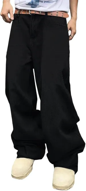 Baggy Jeans for Men Y2k Vintage Denim Pants Casual Wide Leg Jeans Loose Fit Denim Hip Hop Streetwear Jeans Trousers Pants