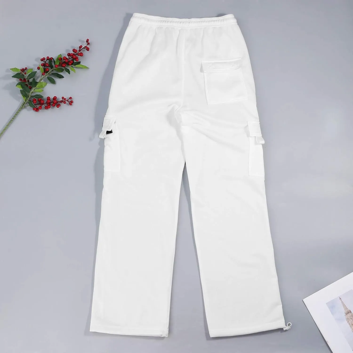Baggy Sweatpants for Men with Relaxed Fit Drawstring Waist Cargo Pants Casual Adjustable Hem Joggers with Pockets