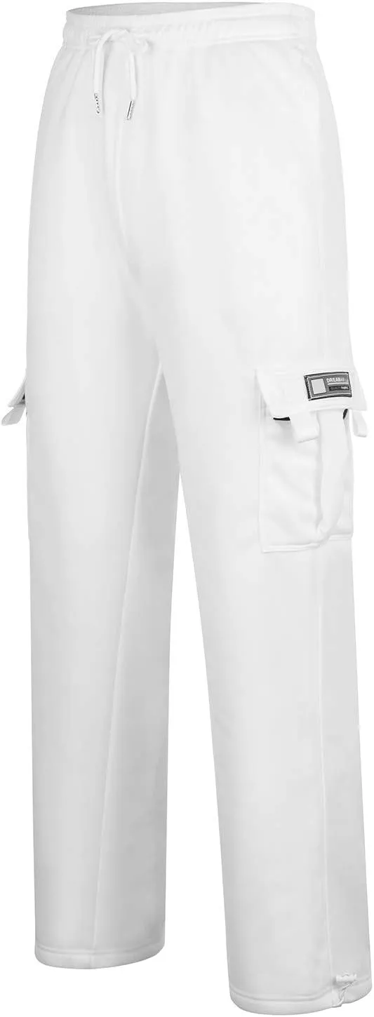 Baggy Sweatpants for Men with Relaxed Fit Drawstring Waist Cargo Pants Casual Adjustable Hem Joggers with Pockets