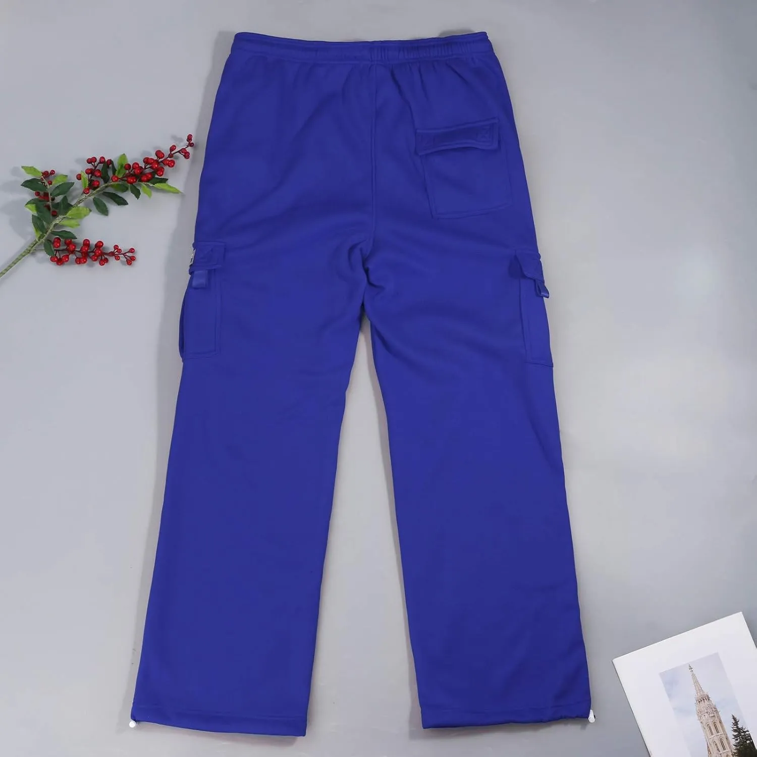 Baggy Sweatpants for Men with Relaxed Fit Drawstring Waist Cargo Pants Casual Adjustable Hem Joggers with Pockets
