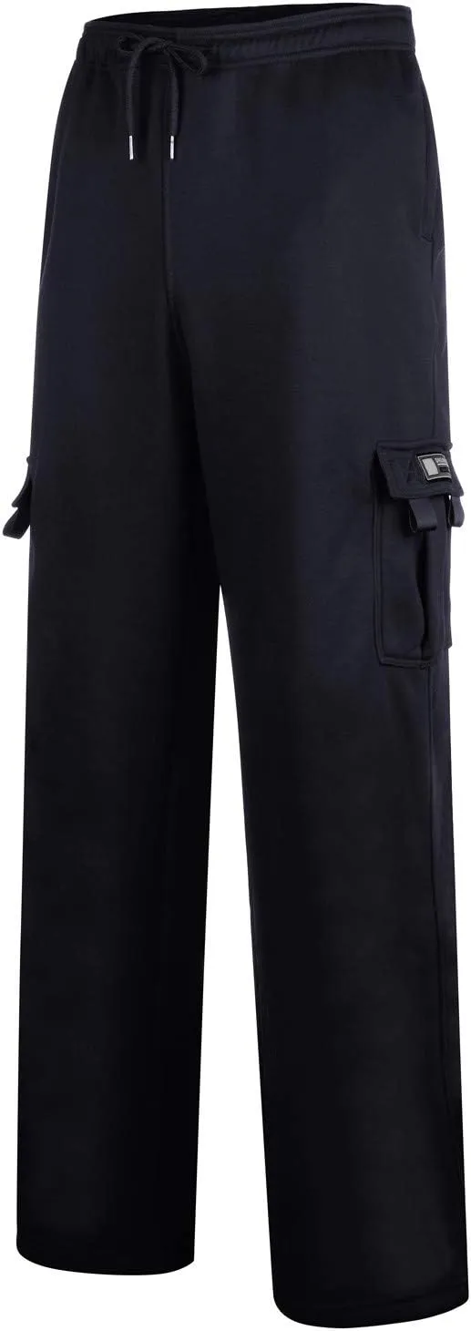 Baggy Sweatpants for Men with Relaxed Fit Drawstring Waist Cargo Pants Casual Adjustable Hem Joggers with Pockets