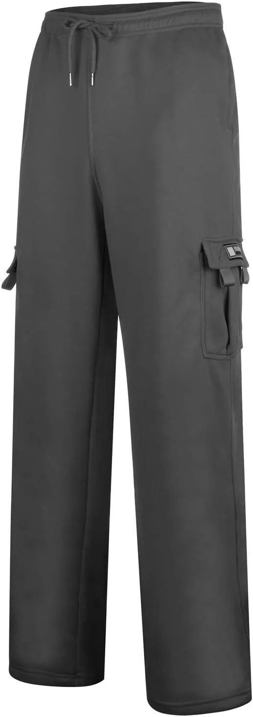 Baggy Sweatpants for Men with Relaxed Fit Drawstring Waist Cargo Pants Casual Adjustable Hem Joggers with Pockets