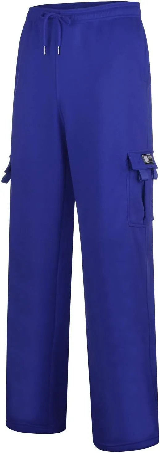 Baggy Sweatpants for Men with Relaxed Fit Drawstring Waist Cargo Pants Casual Adjustable Hem Joggers with Pockets