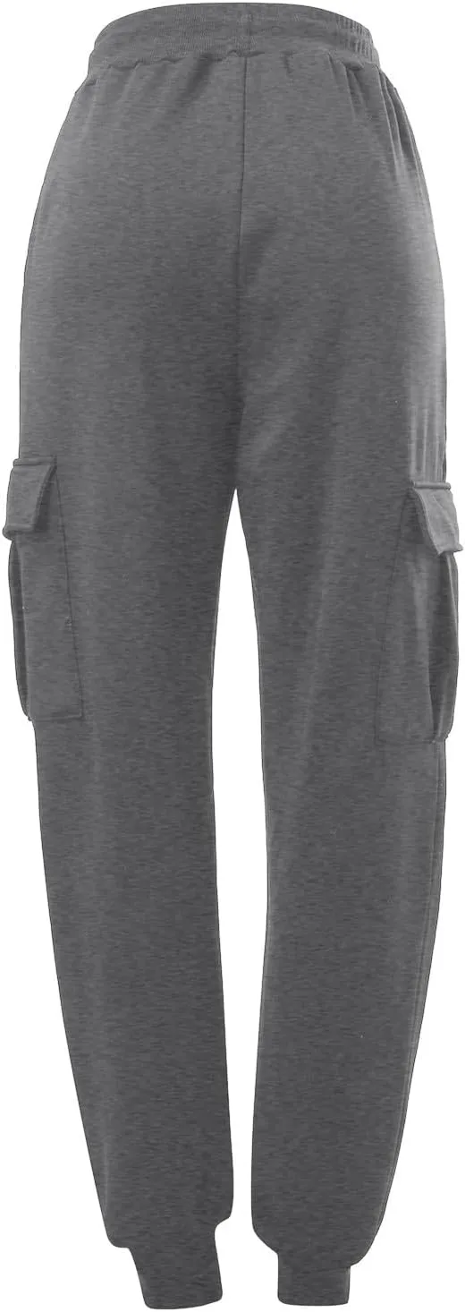 Baggy Sweatpants for Women Ladies Solid Color Drawstring Elastic Elastic High Waisted Drawstring Pants with Pockets