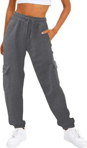 Baggy Sweatpants for Women Ladies Solid Color Drawstring Elastic Elastic High Waisted Drawstring Pants with Pockets