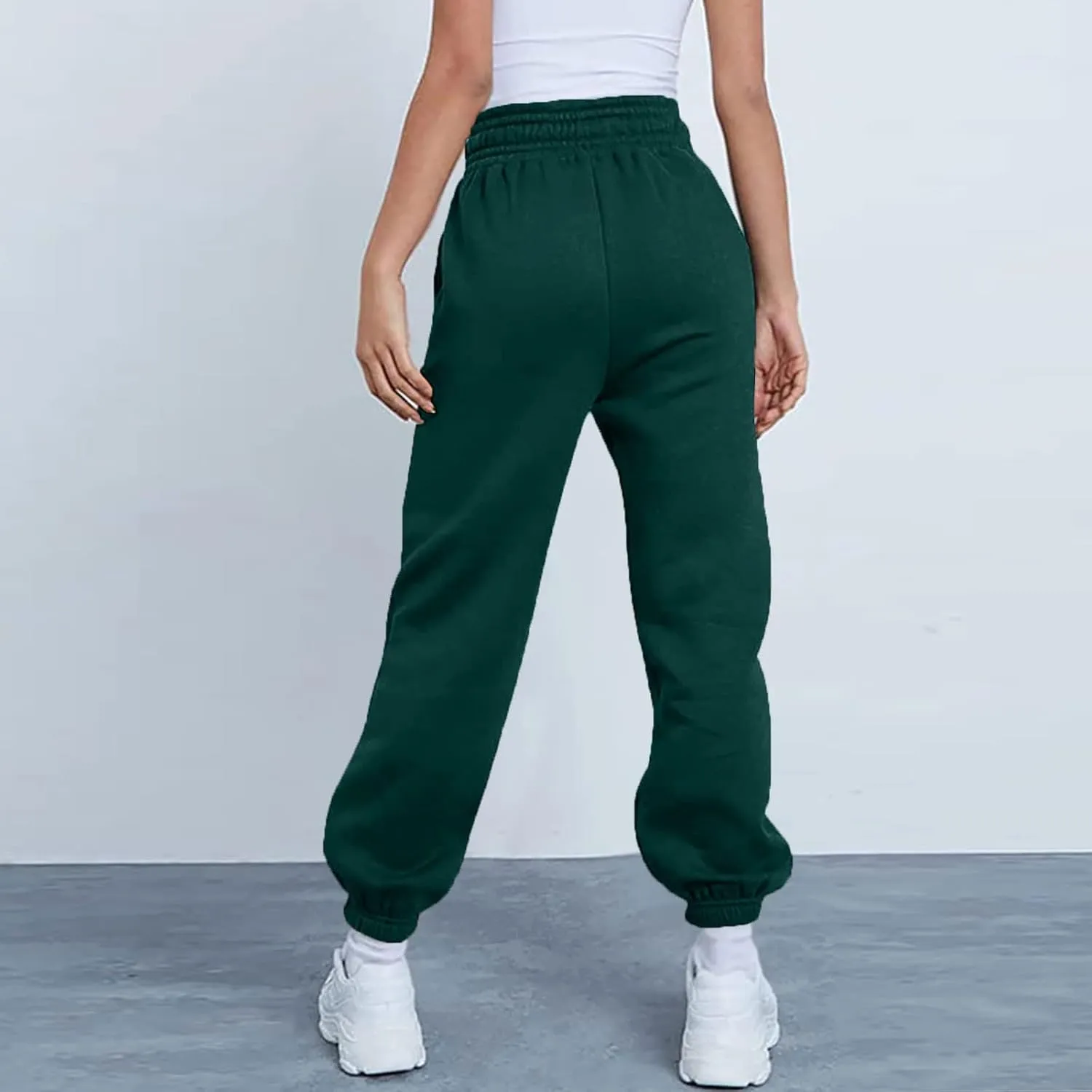 Baggy Sweatpants Pants for Women Fleece Lined Drawstring Joggers with Pockets Fleece Lined Lounge Cinched Bottom